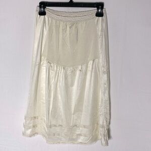 Vintage Ivory Cream Satiny Slip Skirt M
